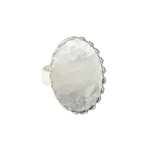 Naturstein-Ring Magnesit silber 25x18mm