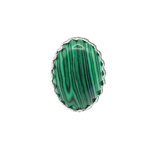 Naturstein-Ring Malachit silber 25x18mm