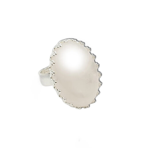 Naturstein-Ring Mondstein silber 25x18mm