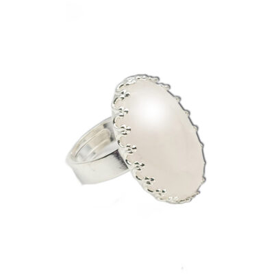 Naturstein-Ring „Mondstein“ 25×18  silberfarben