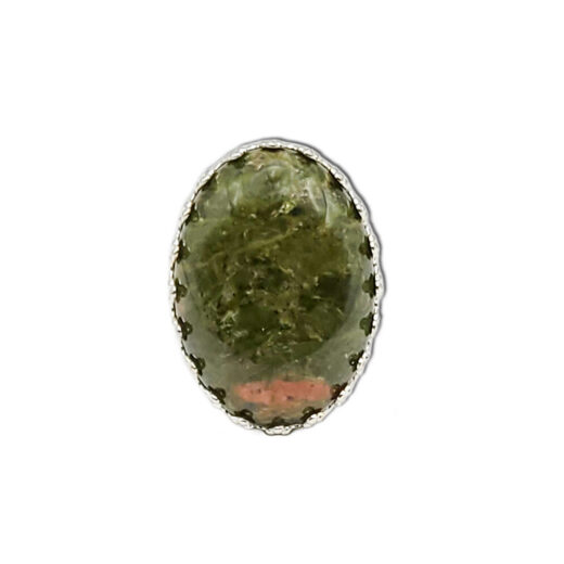 Naturstein-Ring Moosachat silber 25x18mm