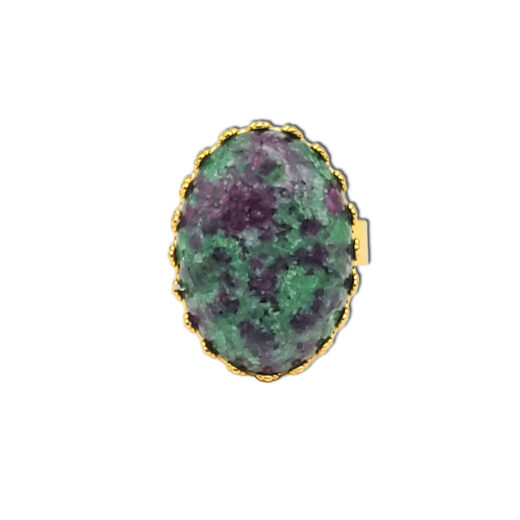 Naturstein-Ring Rubin-Zoisit gold 25x18mm
