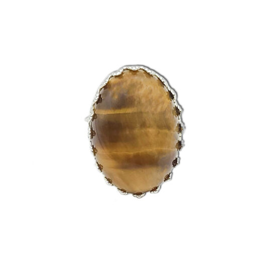 Naturstein-Ring Tigerauge silber 25x18mm