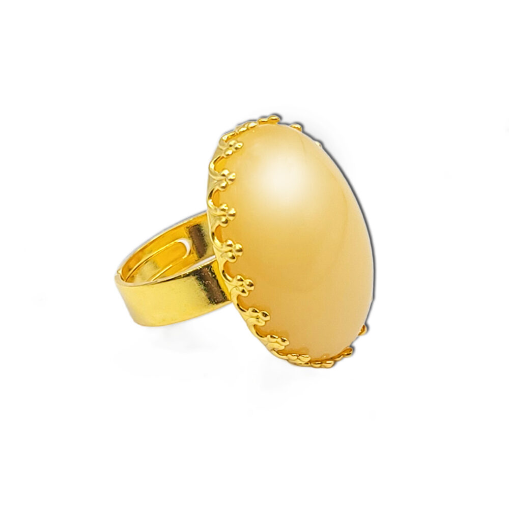 Naturstein-Ring "Gelber Jaspis" 25x18 goldfarben