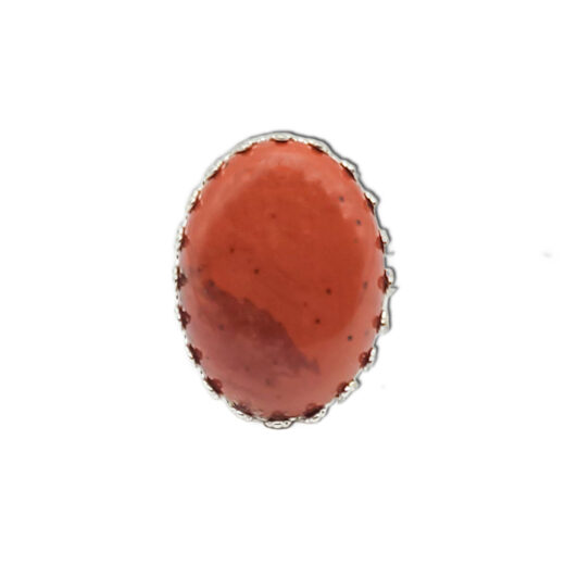 Naturstein-Ring Roter Jaspis silber 25x18mm