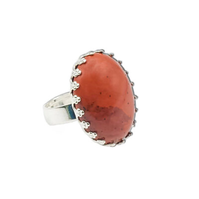 Naturstein-Ring „Roter Jaspis“ 25×18 silberfarben