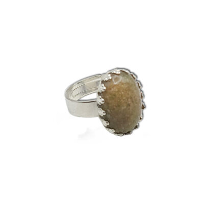 Naturstein-Ring „Labrodorit“ 18×13 silberfarben