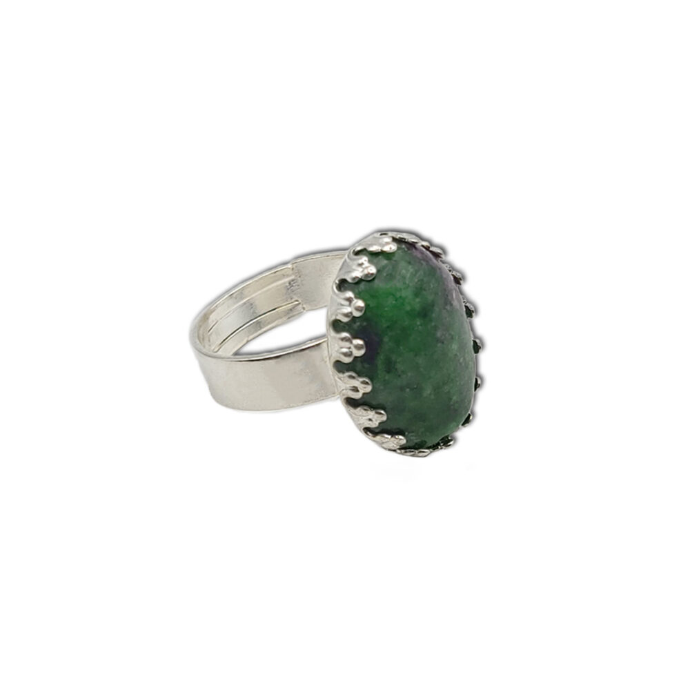 Naturstein-Ring 18x13 Rubin Zoisit