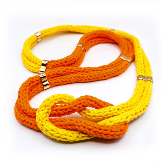 Gestrickte Knotenkette & Armband orange-yellow