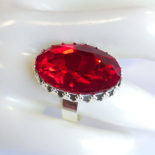 Wunsch-Ring Rubin silber 25x18mm