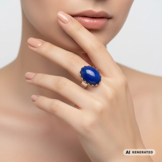 Naturstein-Ring Lapislazuli silber - KI generiert