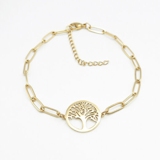 Edelstahl-Armband Golden Baum des Lebens