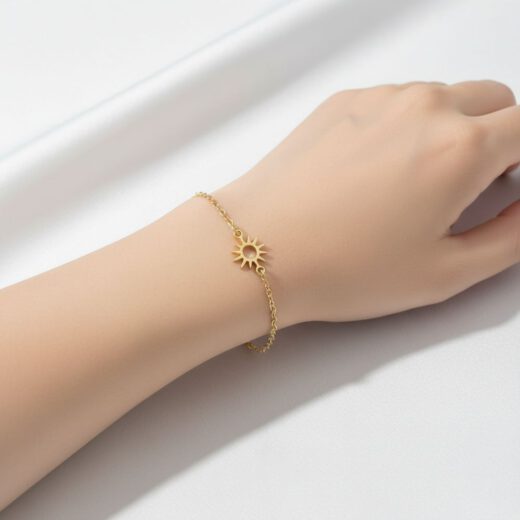Edelstahl-Armkette Blume Golden Sun