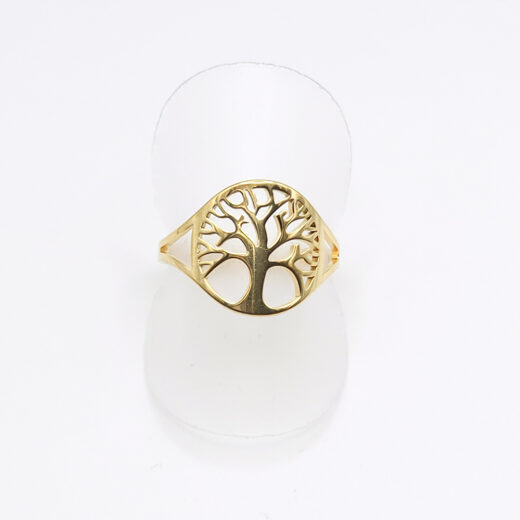 Edelstahl-Ring Baum des Lebens gold