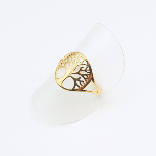 Edelstahl-Ring Baum des Lebens gold