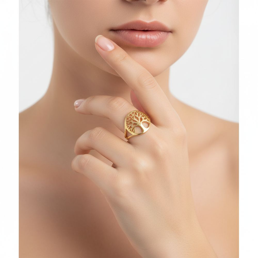 Edelstahl-Ring gold - Tree of Life