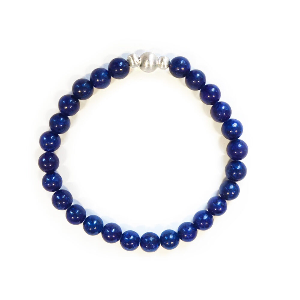Armband Silver&Stone "Lapislazuli" 6mm mit 3 Silberperlen