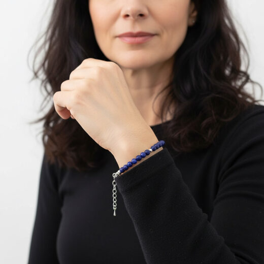 Naturstein-Armband Lapislazuli 4mm mit Silberkugeln