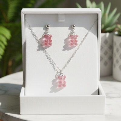 Gummibärchen-Schmuckset „Himbeere“