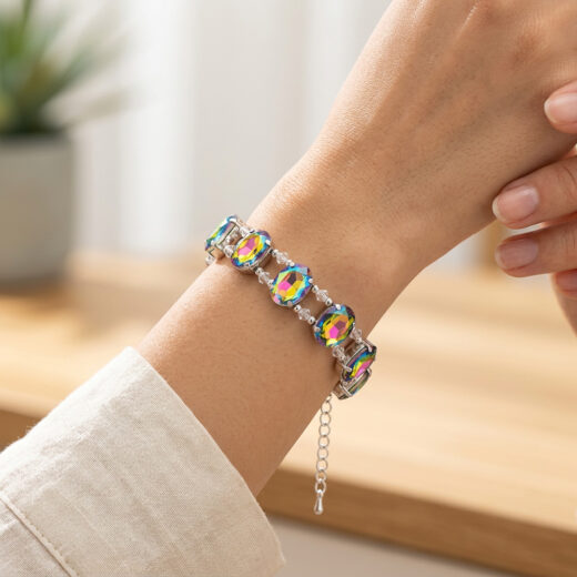 Kristall-Armband Blumenzauberfantasie silber