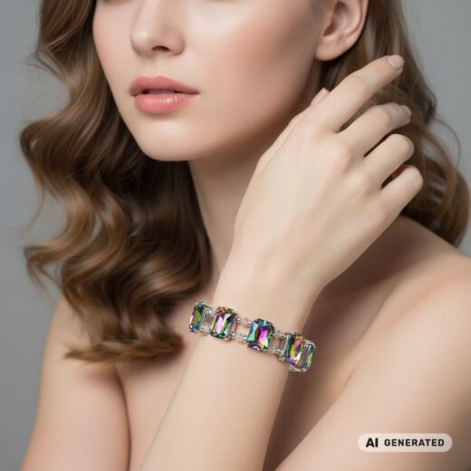 Kristall-Armband Blumenzaubertraum silber - KI-generiert