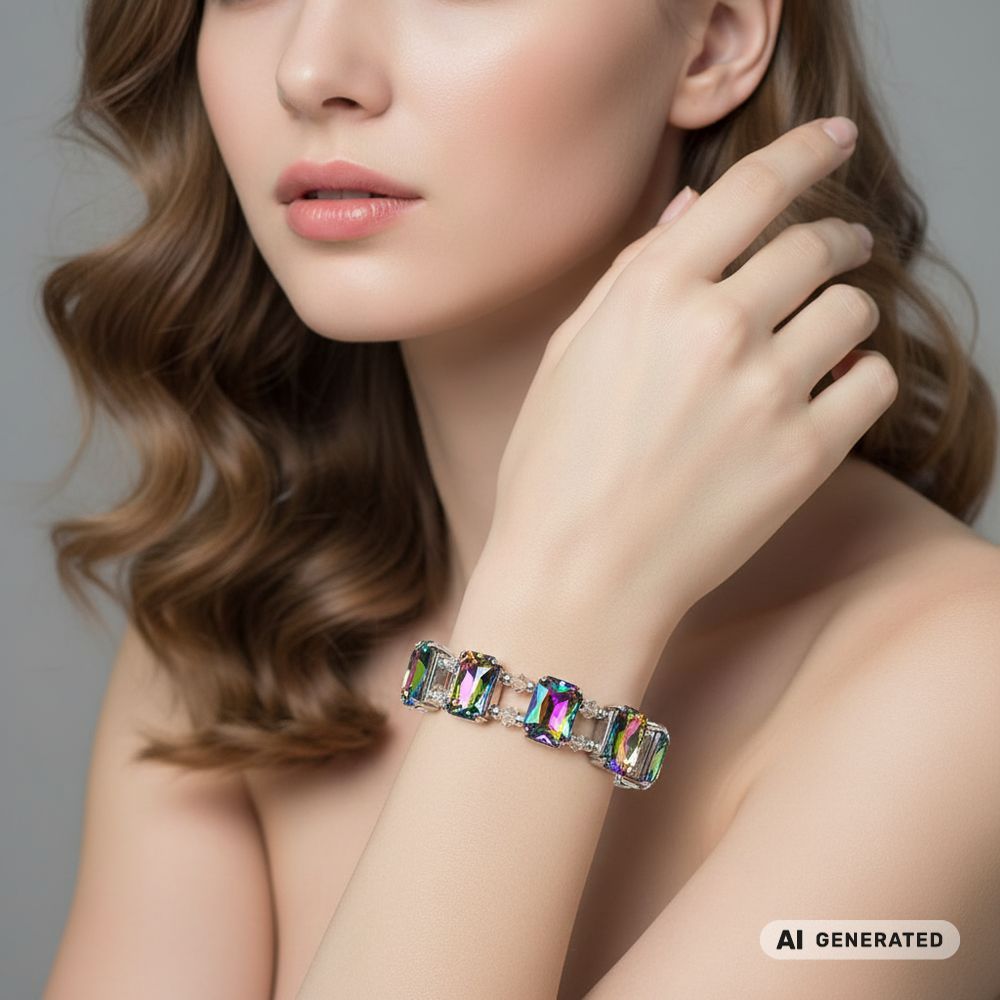 Kristall-Armband Blumenzaubertraum silber - KI-generiert
