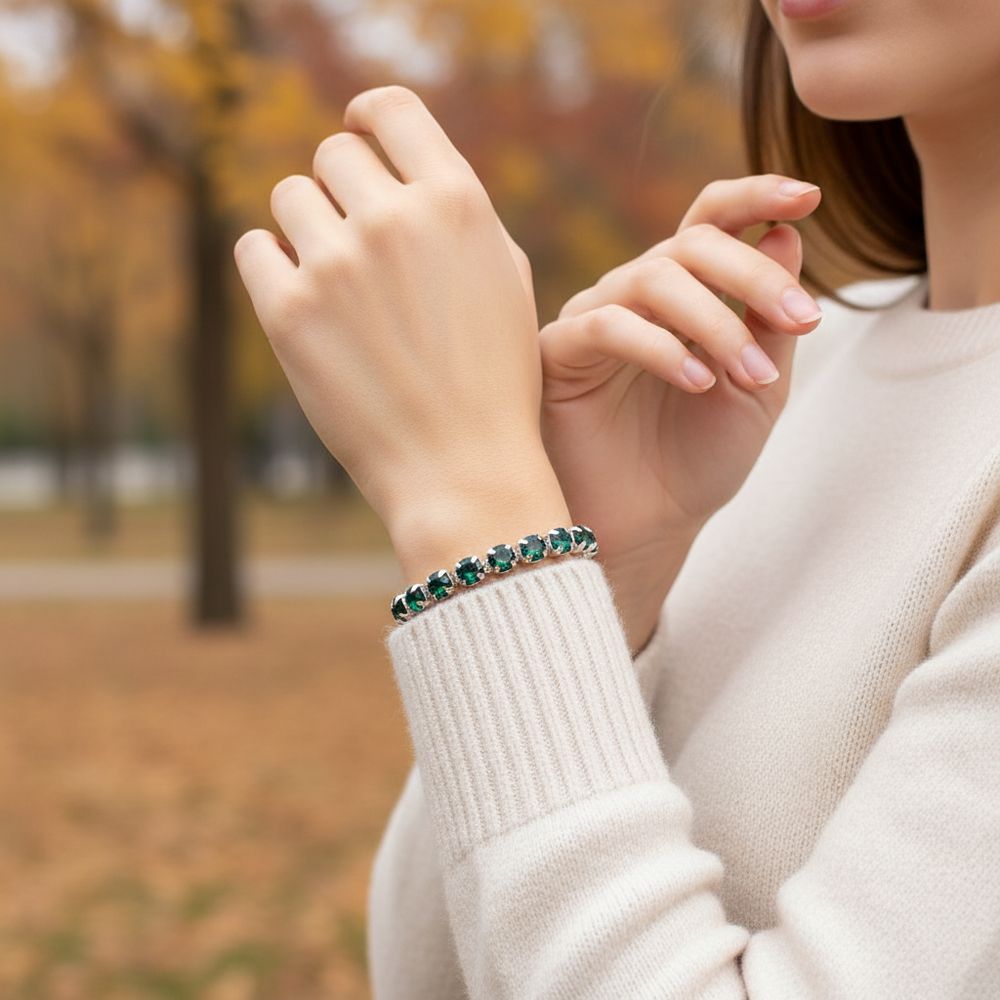 Kristall-Armband Smaragd silber