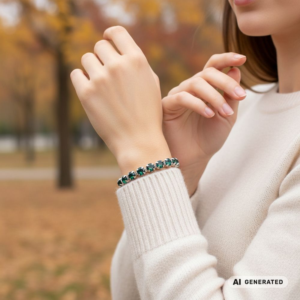 Kristall-Armband Smaragd silber - KI-generiert
