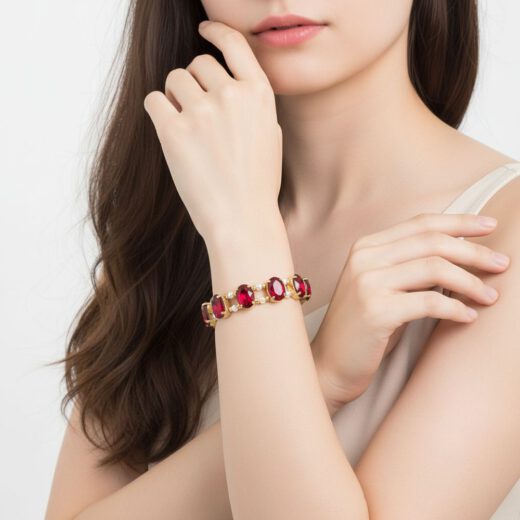 Kristall-Armband Kristallfantasie Rubin gold
