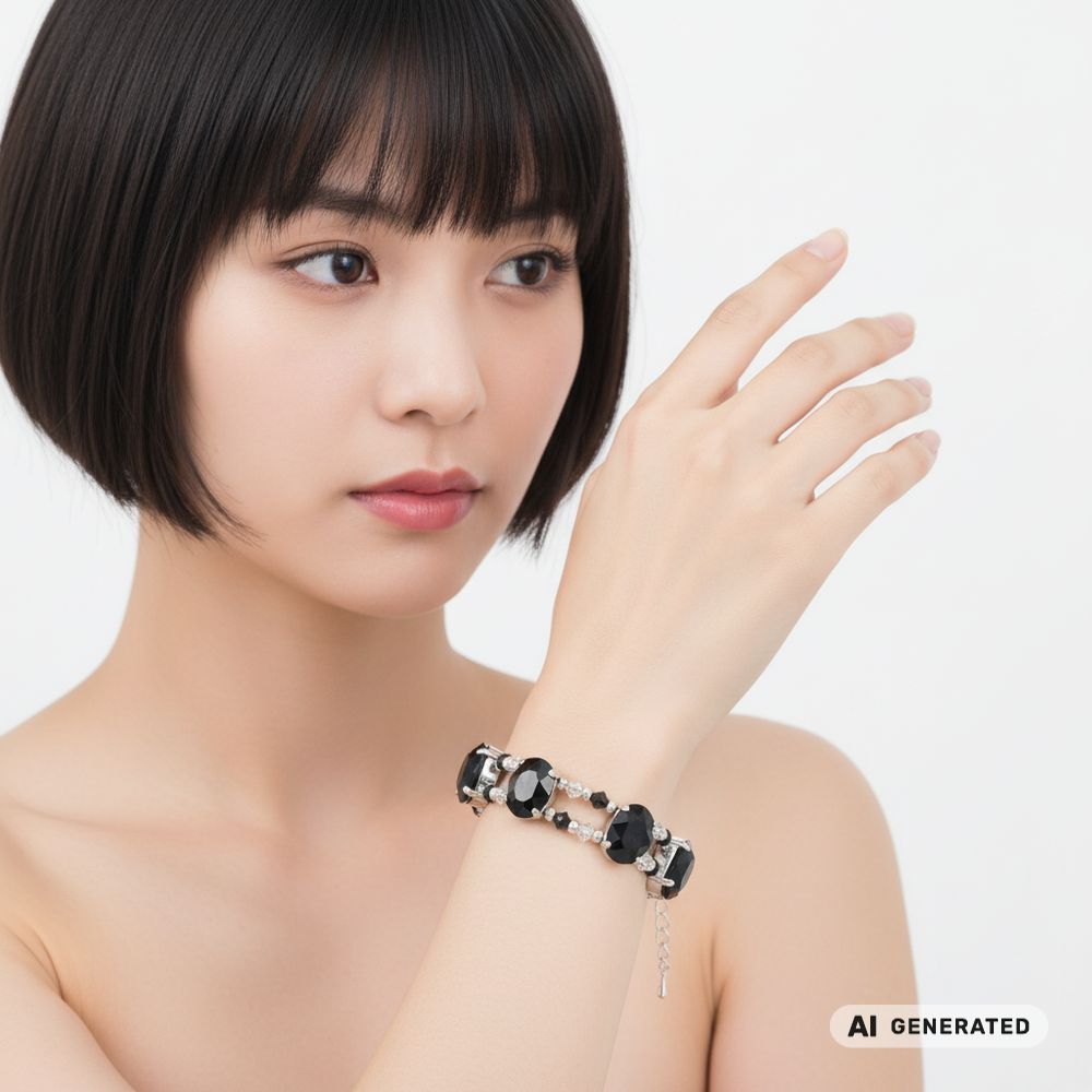 Kristall-Armband Nachtzauberfantasie silber - KI-generiert