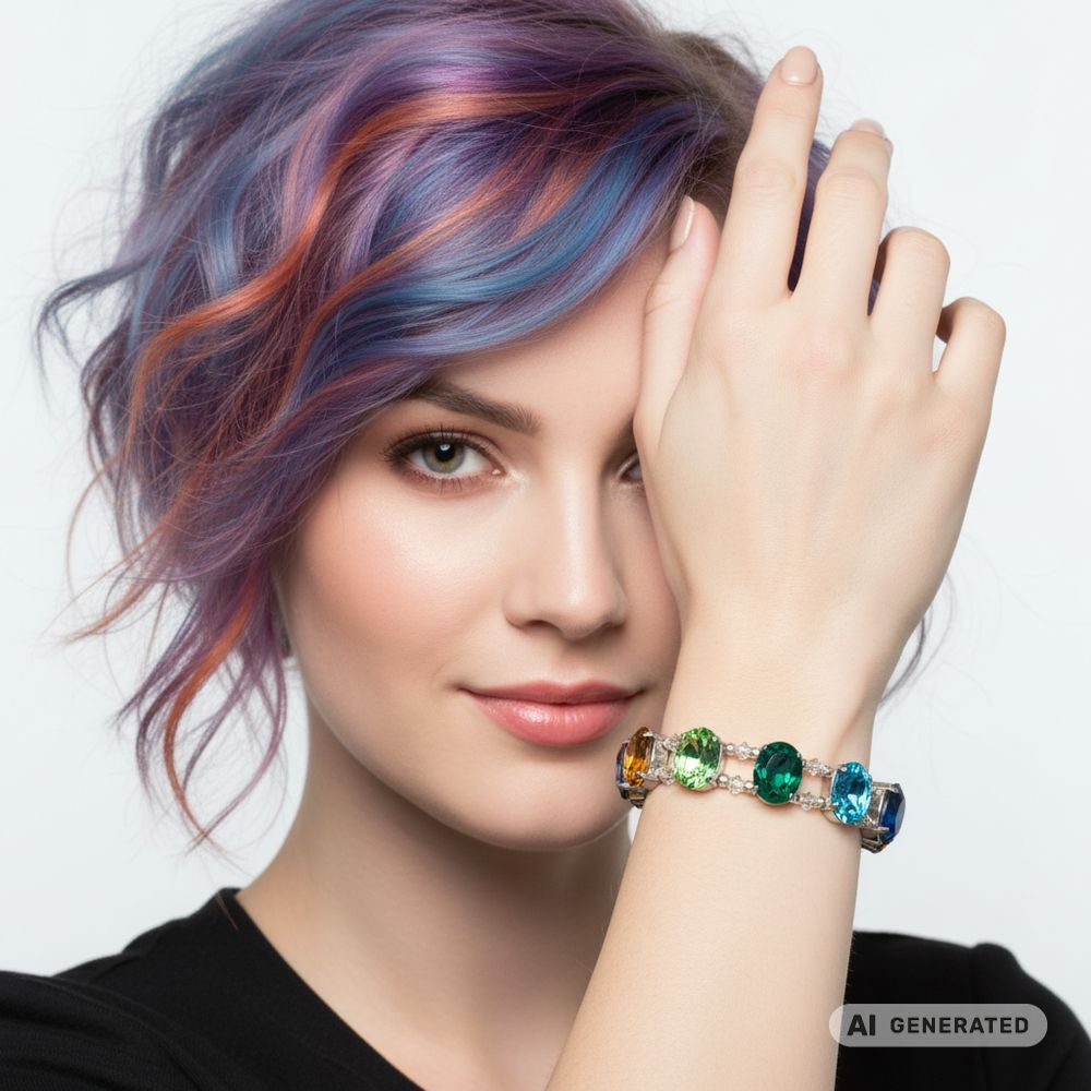 Kristall-Armband Regenbogenfantasie silber - KI-generiert