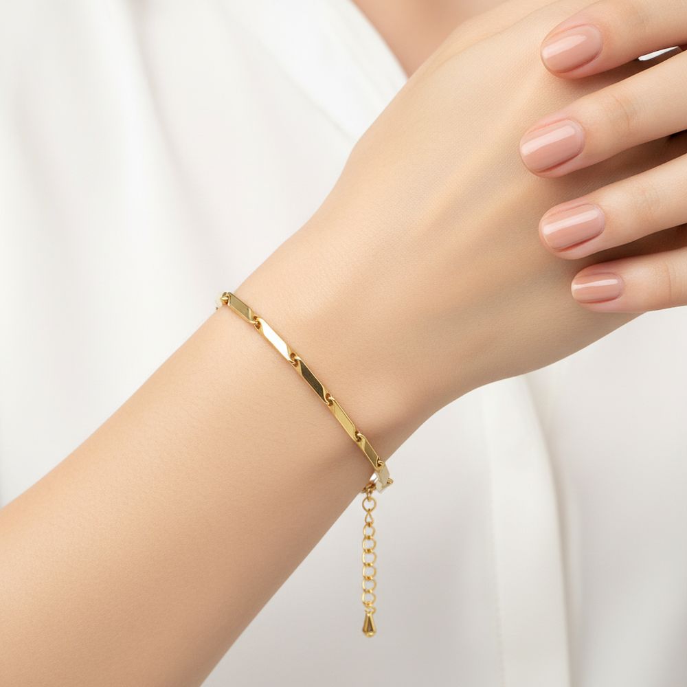 Edelstahl-Armband Golden Steel Rhombus