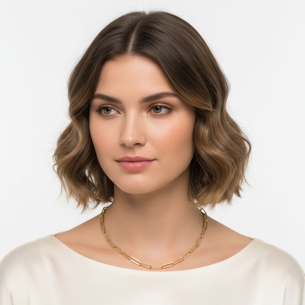 Edelstahl-Kette Golden Steel Paperclip