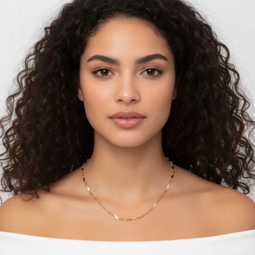 Edelstahl-Kette Golden Waved Steel