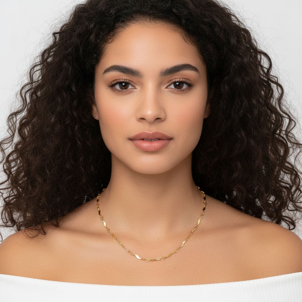 Edelstahl-Kette Golden Waved Steel