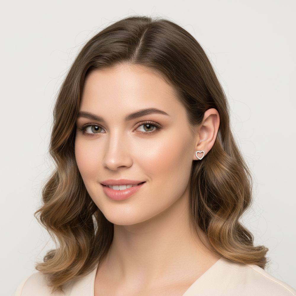 Edelstahl-Ohrstecker - Herzring