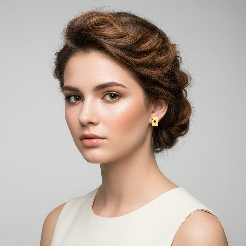 Edelstahl-Ohrstecker gold - Pik As