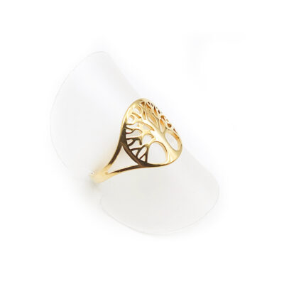 Edelstahl-Ring „Baum des Lebens“ goldfarben