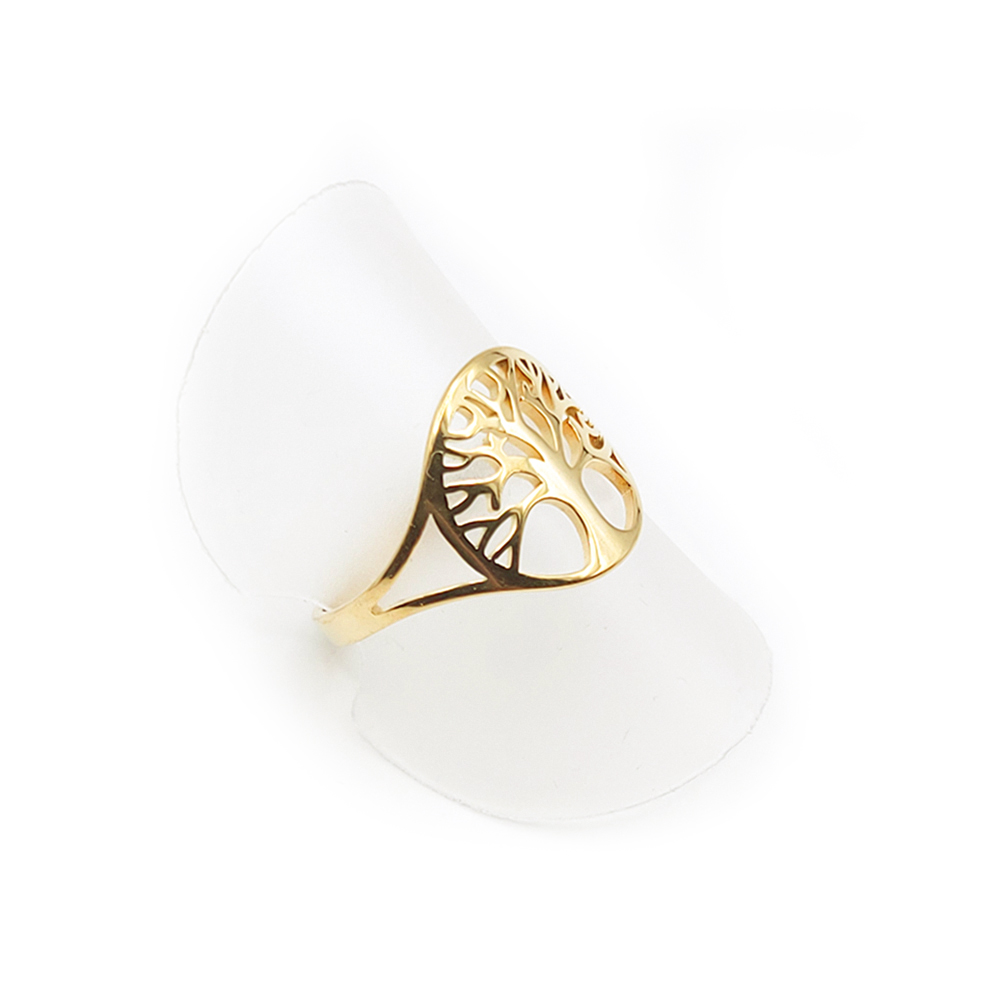 Edelstahl-Ring gold - Baum des Lebens