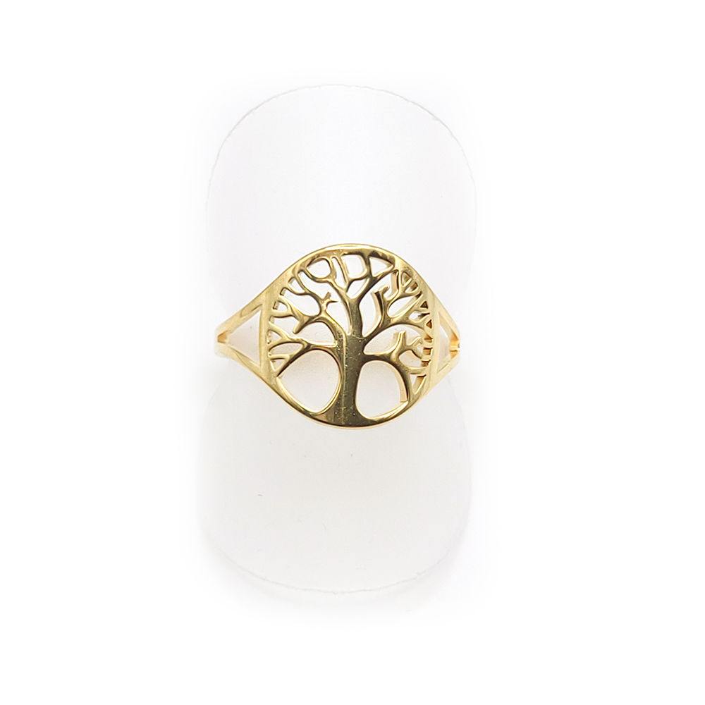 Edelstahl-Ring gold - Baum des Lebens