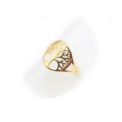 Edelstahl-Ring gold - Baum des Lebens