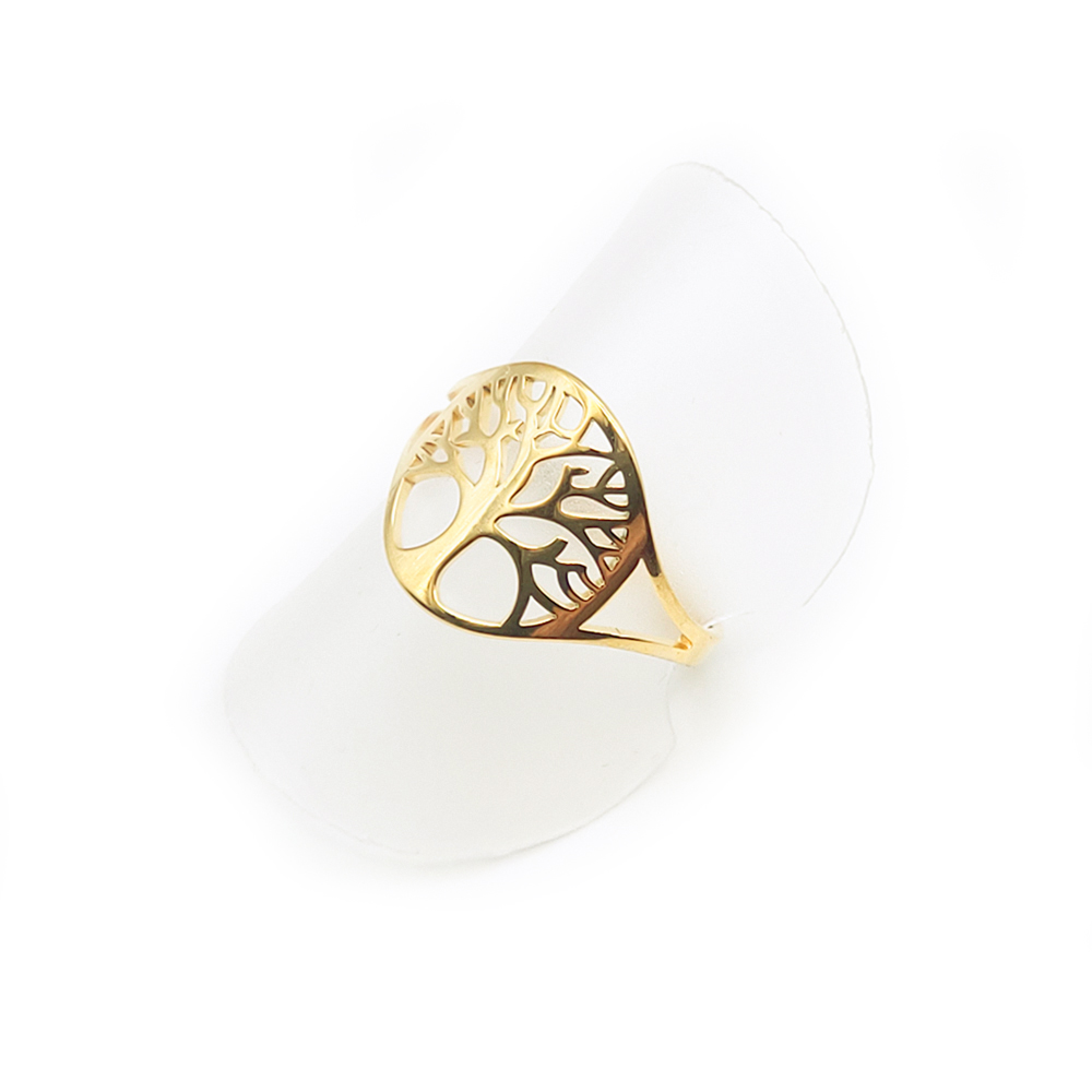 Edelstahl-Ring gold - Baum des Lebens