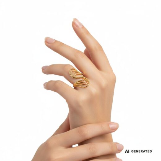 Edelstahl-Ring gold - Doppelbogen - KI-generiert
