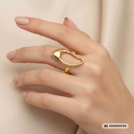 Edelstahl-Ring gold - Fluid - KI-generiert