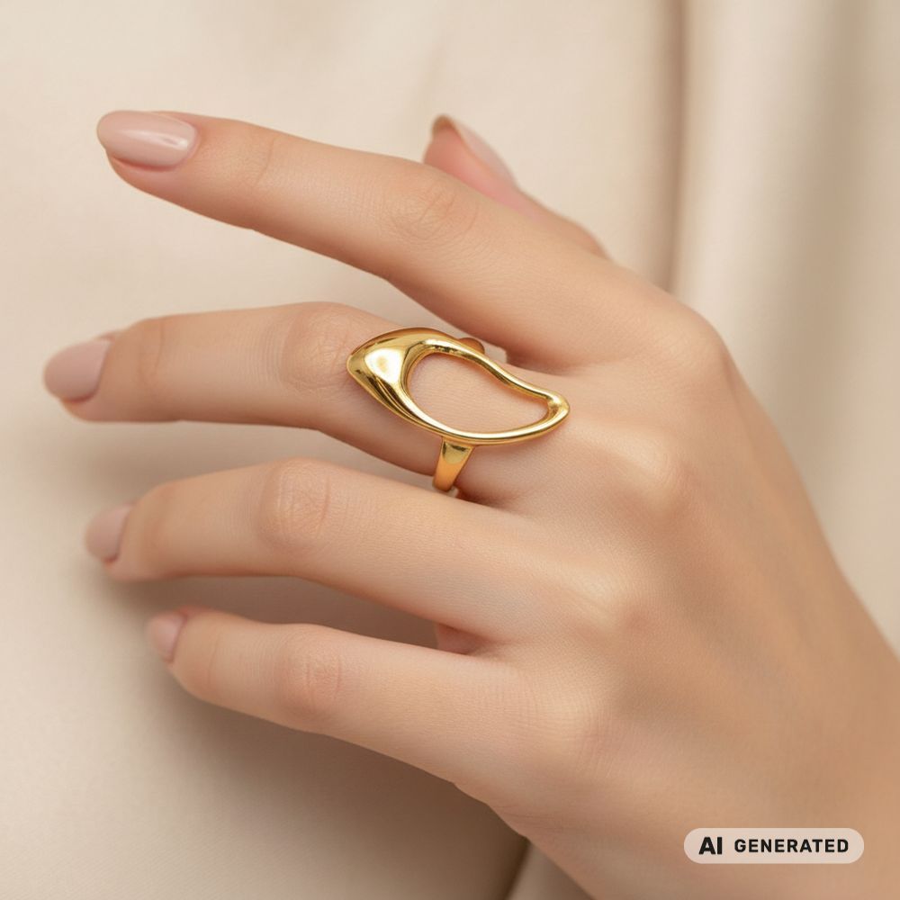 Edelstahl-Ring gold - Fluid - KI-generiert