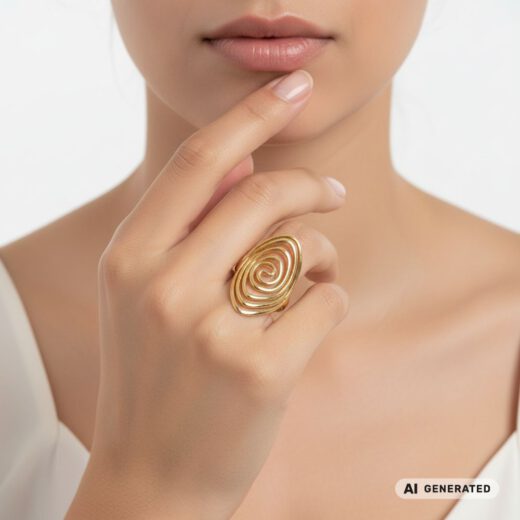 Edelstahl-Ring gold - Spirale - KI-generiert