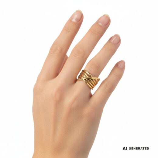 Edelstahl-Ring gold - Stripes - KI-generiert