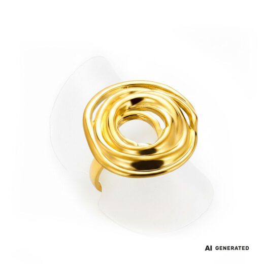 Edelstahl-Ring Golden Steel Swirl - KI-generiert