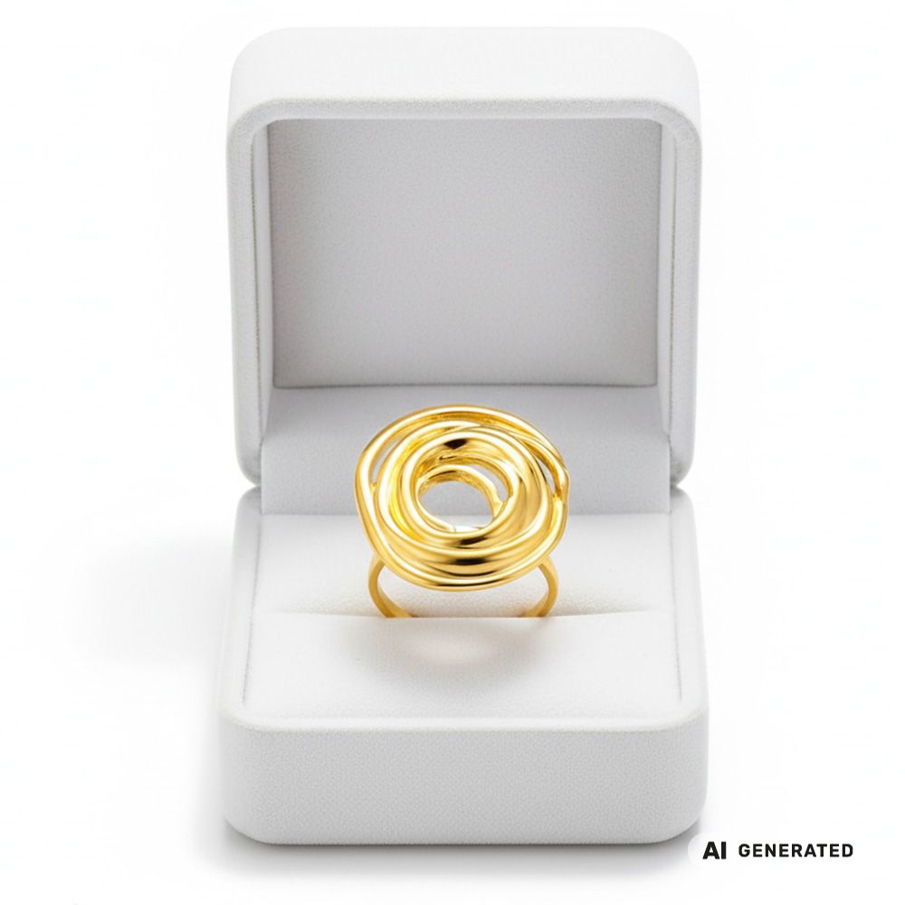Edelstahl-Ring Golden Steel Swirl - KI-generiert