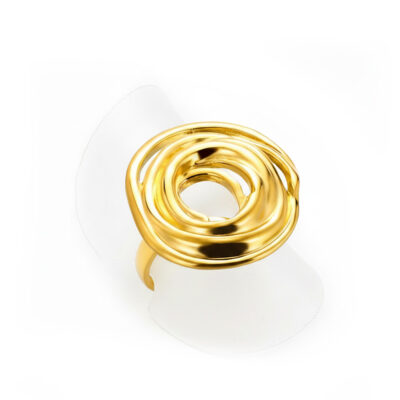 Edelstahl-Ring „Golden Steel Swirl“